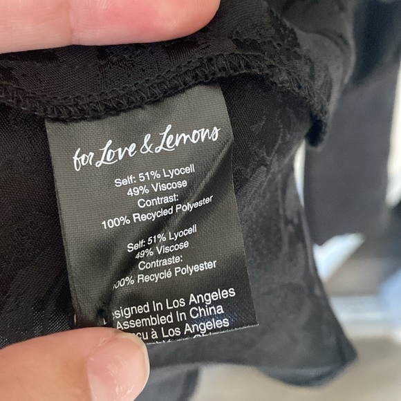 For Love & Lemons Gabrielle Puff Sleeve Mini Dress Black - Picture 8 of 13